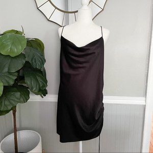 Topshop Black Satin Slip Mini Dress with Side Ties